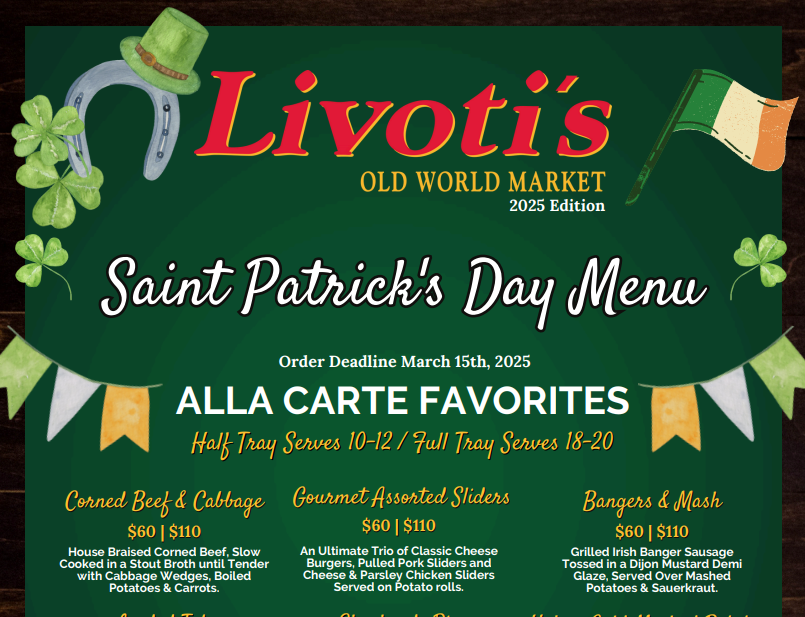 Livoti's St. Patricks Menu